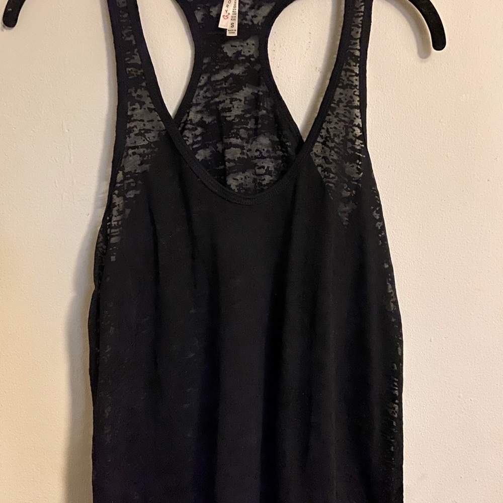 Racer back burn out tank top-black